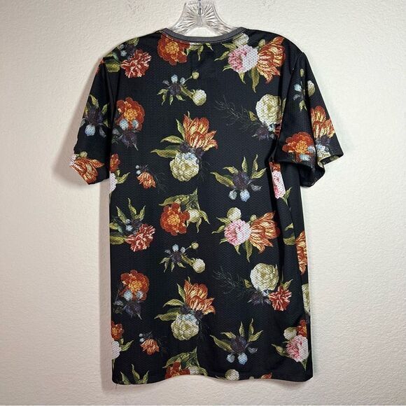 On The Byas Black Floral Mesh '00' Short Sleeves Top Men’s small - Picture 3 of 6